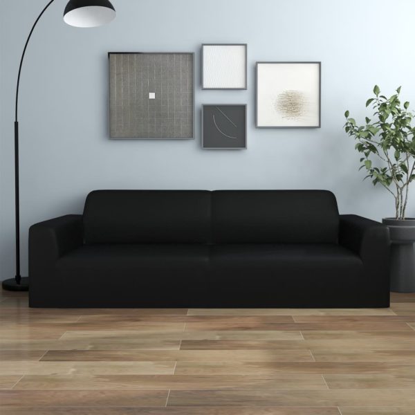 3-seters sofaovertrekk polyester svart