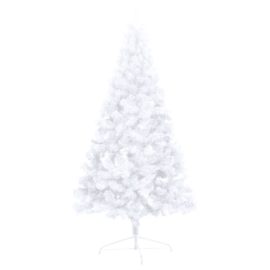 Forhåndsbelyst kunstig halvt juletre med kulesett hvit 210 cm