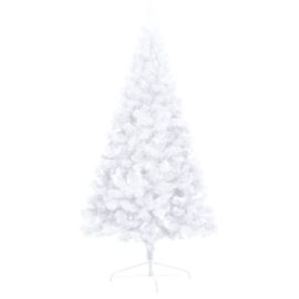 Forhåndsbelyst kunstig halvt juletre med kulesett hvit 240 cm