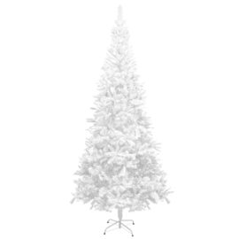 Forhåndsbelyst kunstig juletre med kulesett L 240 cm hvit