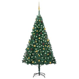 Forhåndsbelyst kunstig juletre med kulesett grønn 240 cm