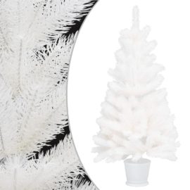 Forhåndsbelyst kunstig juletre med kulesett hvit 90 cm