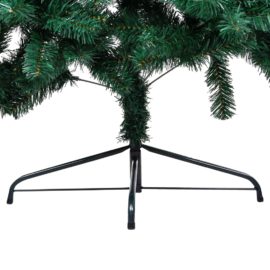 Forhåndsbelyst kunstig halvt juletre med kulesett grønn 180 cm