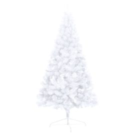 Forhåndsbelyst kunstig halvt juletre med kulesett hvit 120 cm