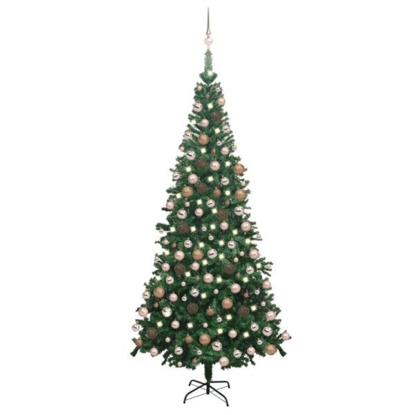 Forhåndsbelyst kunstig juletre med kulesett L 240 cm grønn