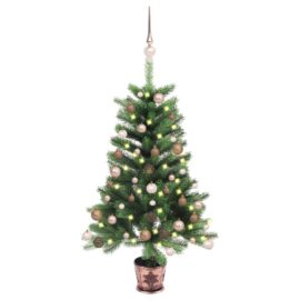 Forhåndsbelyst kunstig juletre med kulesett 65 cm grønn