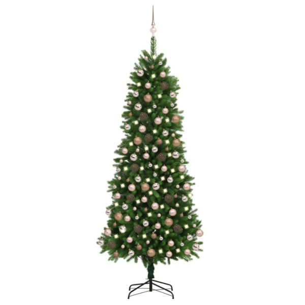 Forhåndsbelyst kunstig juletre med kulesett 240 cm grønn