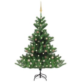 Nordmann kunstig juletre med LED og kulesett gran grønn 150 cm