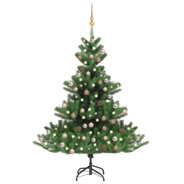Nordmann kunstig juletre med LED og kulesett gran grønn 240 cm