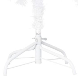 Forhåndsbelyst kunstig juletre med kulesett hvit 210 cm PVC