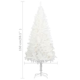 Forhåndsbelyst kunstig juletre med kulesett hvit 150 cm