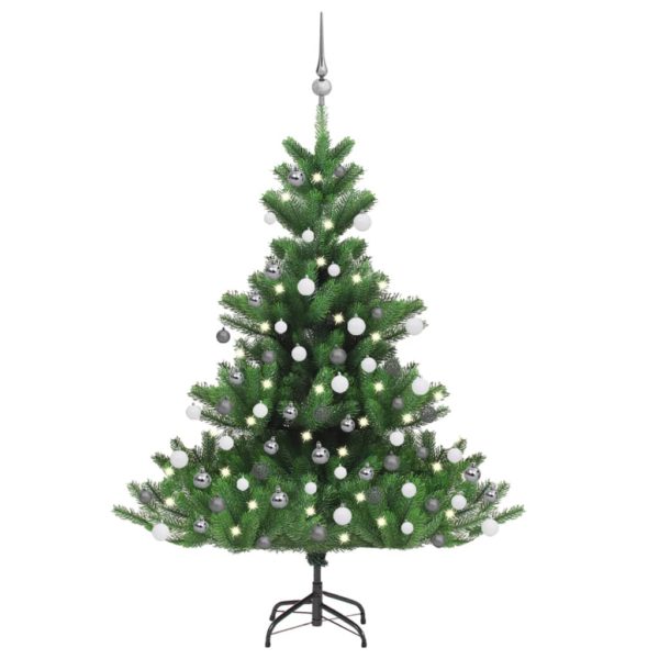Nordmann kunstig juletre med LED og kulesett gran grønn 120 cm