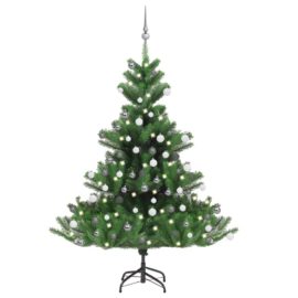Nordmann kunstig juletre med LED og kulesett gran grønn 150 cm