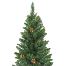 Forhåndsbelyst kunstig juletre med kulesett grønn 210 cm