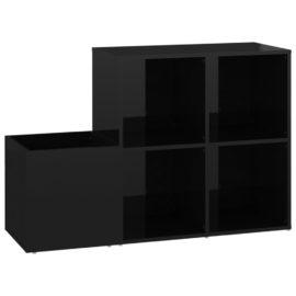 Skoskap for gang høyglans svart 105×35,5×70 cm sponplate