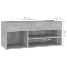 Skobenk betonggrå 80x30x45 cm sponplater