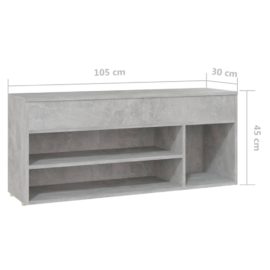 Skobenk betonggrå 105x30x45 cm sponplater