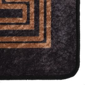 Vaskbart teppe 160×230 cm svart og gull sklisikker