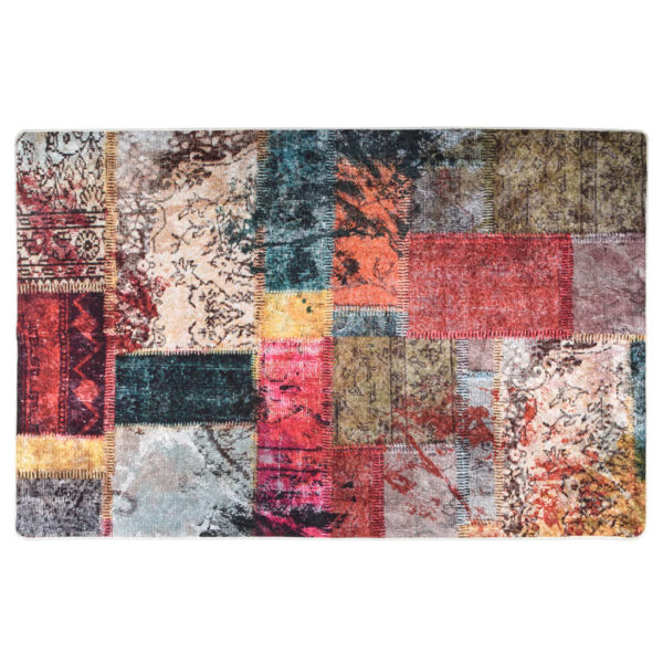 Vaskbart teppe med lappemønster 80×150 cm flerfarget sklisikker