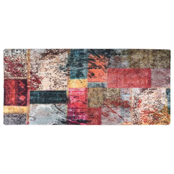Vaskbart teppe med lappemønster 80×300 cm flerfarget sklisikker