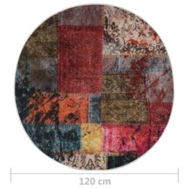 Vaskbart teppe med lappemønster φ120 flerfarget sklisikker