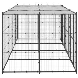 Utendørs hundegård med tak 9,68 m² stål