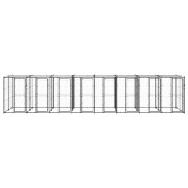 Utendørs hundegård med tak 19,36 m² stål