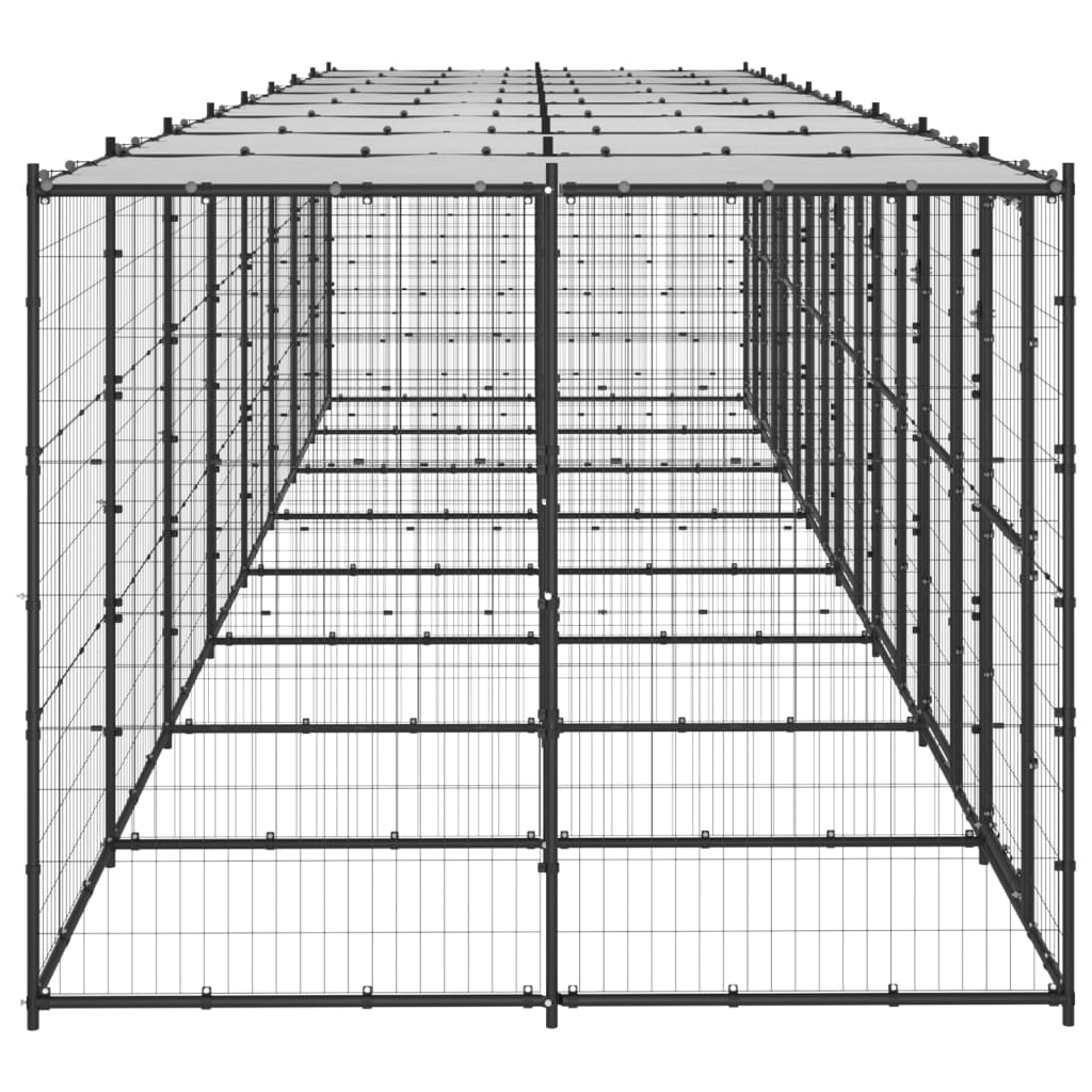 Utendørs hundegård med tak 19,36 m² stål