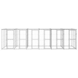 Utendørs hundegård med tak 14,52 m² galvanisert stål