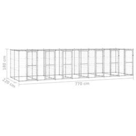 Utendørs hundegård med tak 16,94 m² galvanisert stål