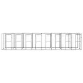 Utendørs hundegård med tak 19,36 m² galvanisert stål