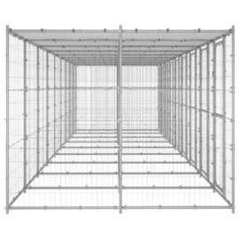 Utendørs hundegård med tak 21,78 m² galvanisert stål