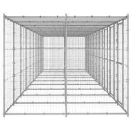 Utendørs hundegård med tak 24,2 m² galvanisert stål