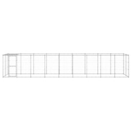 Utendørs hundegård med tak 21,78 m² galvanisert stål