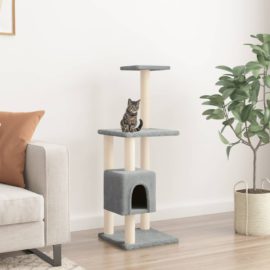 Kattetre med klorestolper i sisal lysegrå 104 cm