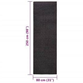 Teppe naturlig sisal 80×250 cm svart