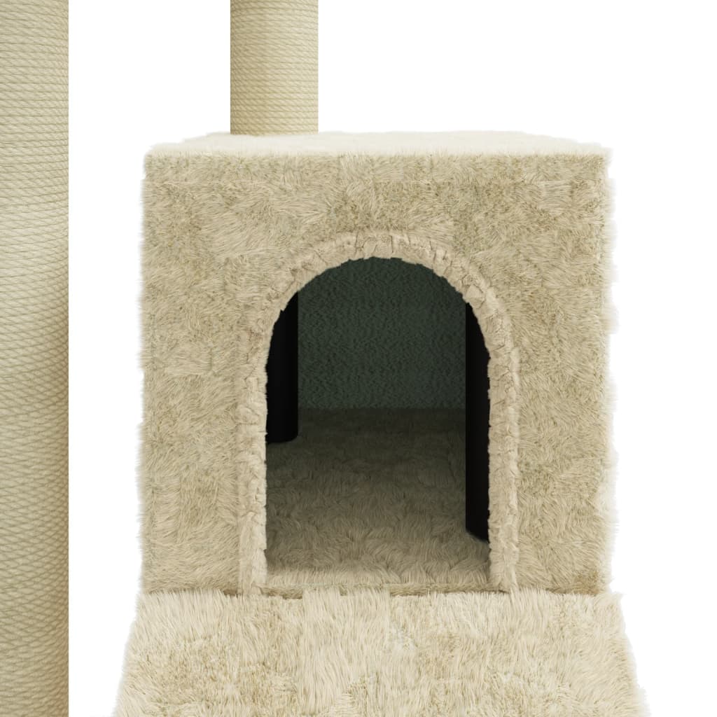 Kattetre med klorestolper i sisal kremhvit 92 cm