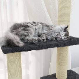 Kattetre med klorestolper i sisal mørkegrå 155 cm