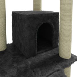Kattetre med klorestolper i sisal mørkegrå 155 cm