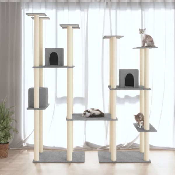 Kattetre med klorestolper i sisal lysegrå 174 cm