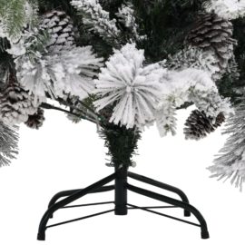 Juletre med flokket snø og kongler 225 cm PVC og PE