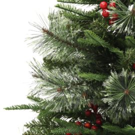 Forhåndsbelyst juletre med kongler grønn 150 cm PVC og PE