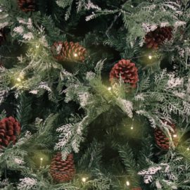 Forhåndsbelyst juletre med kongler grønn og hvit 150 cm PVC PE