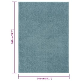 Teppe med kort luv 140×200 cm blå
