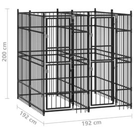 Utendørs hundegård stål 3,69 m²