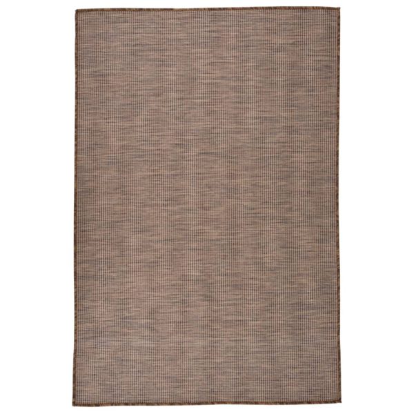 Utendørs flatvevd teppe 120×170 cm brun