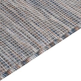 Utendørs flatvevd teppe 80×150 cm brun og blå