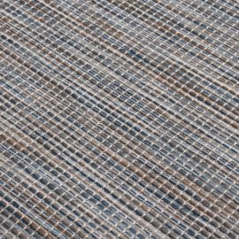 Utendørs flatvevd teppe 100×200 cm brun og blå