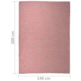 Utendørs flatvevd teppe 140×200 cm rød