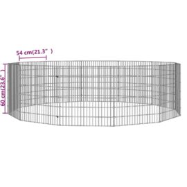 Kaninbur med 12 paneler 54×60 cm galvanisert jern